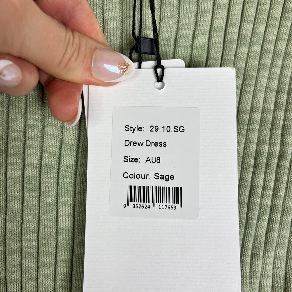 NWT Anna Quan Drew Dress 8 Sage Ribbed Knit Bodycon Maxi Vacation Resortwear - Picture 9 of 13
